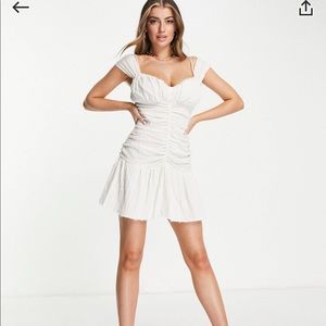 ASOS Design Ruched Mini Sundress with Raw Edges
